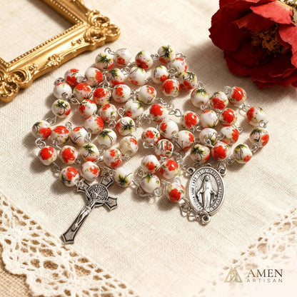 Poppy Ceramic Rosary Amen Artisan