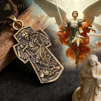 St Michael Necklace - Vintage Archangel Pendant Necklace - Amen Artisan