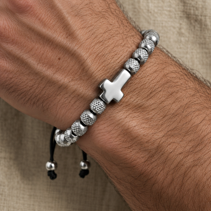 【DEAL TODAY】Adjustable Cross Bead Bracelet with Woven Cord