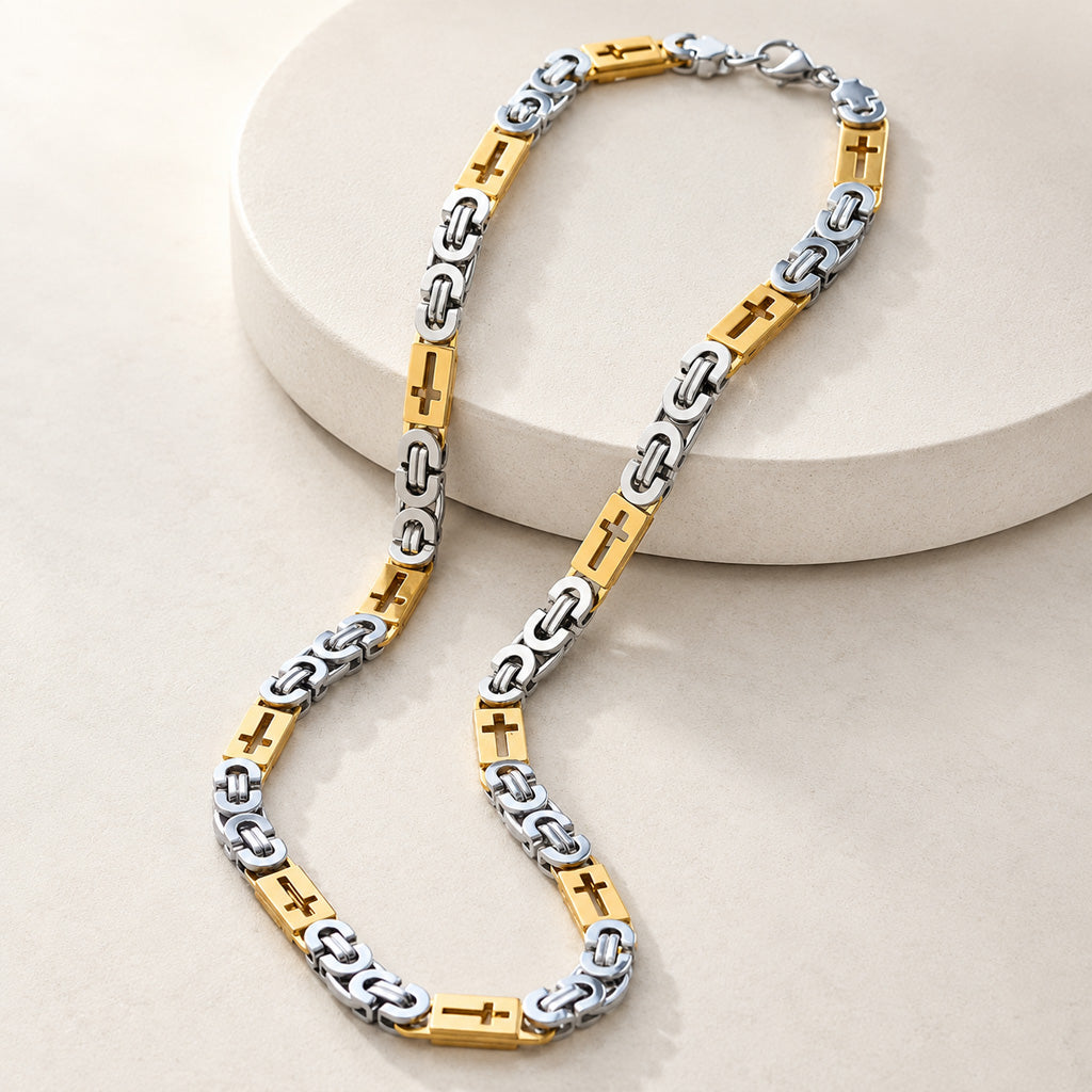 【DEAL TODAY】Two-Tone Cross Link Chain Necklace