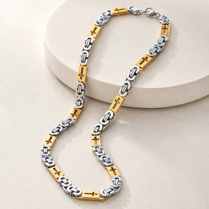 【DEAL TODAY】Two-Tone Cross Link Chain Necklace