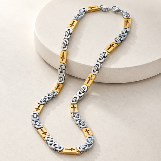 【DEAL TODAY】Two-Tone Cross Link Chain Necklace