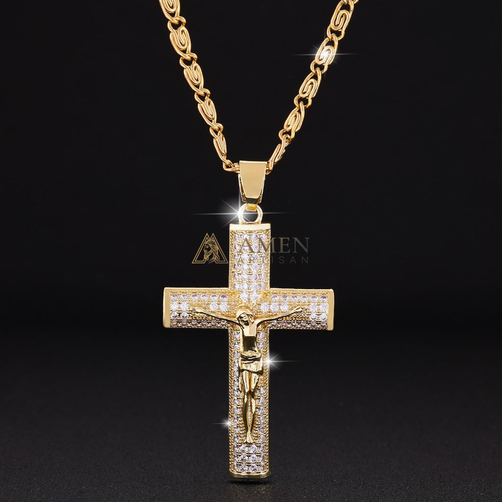 Crucifix Zircon Pendant Necklace Amen Artisan