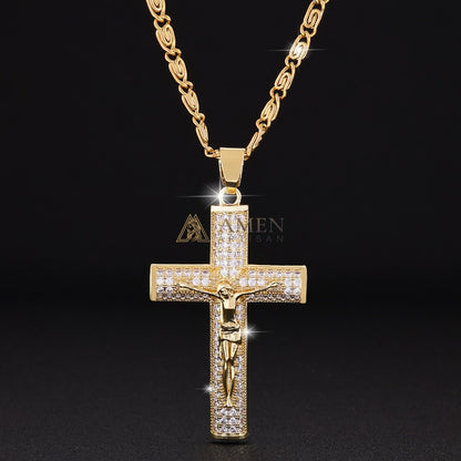 Crucifix Zircon Pendant Necklace Amen Artisan