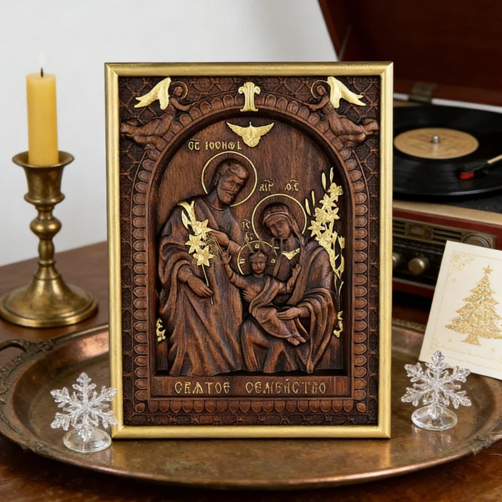Holy Family Wood Carving