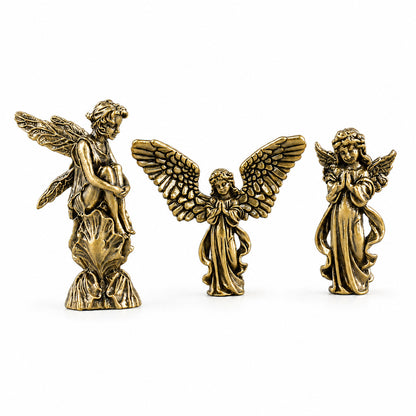 Handcrafted Solid Brass Guardian Angel Figurine - Protection, Peace & Blessing |  Amen Artisan