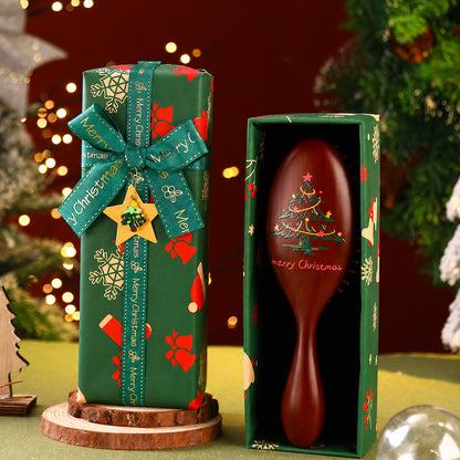Christmas Wooden Paddle Hair Brush