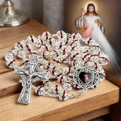 Alloy&Zirconia Bead Crucifix Rosary Amen Artisan