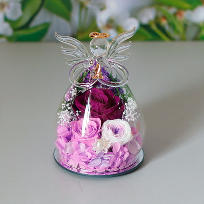 Little Angel Glass Dome with Preserved Rose Amen Artisan
