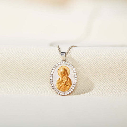 Our Lady of Tenderness Necklace–Gold with diamonds Amen Artisan