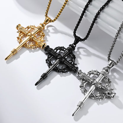 Crown of Thorns Nail Cross Necklace