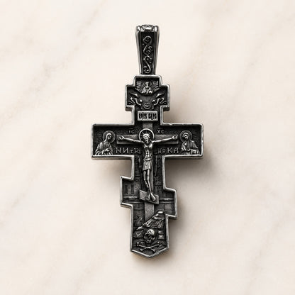 Silver-Tone Detailed Crucifix Necklace for Prayer and Everyday Faith