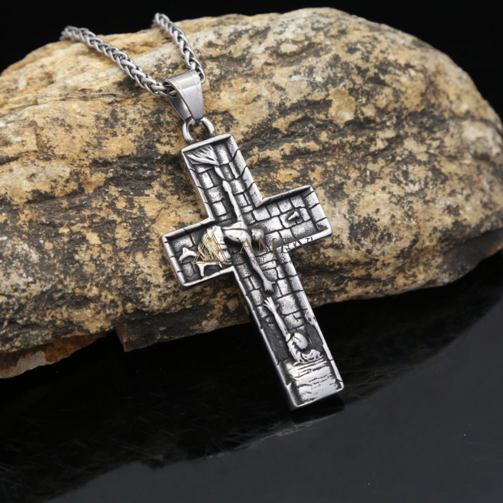 Vintage Cross Pendant Necklace Amen Artisan