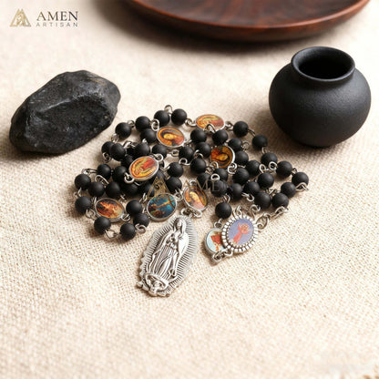 Black Onyx Chaplet of the Seven Sorrows of Mary Amen Artisan