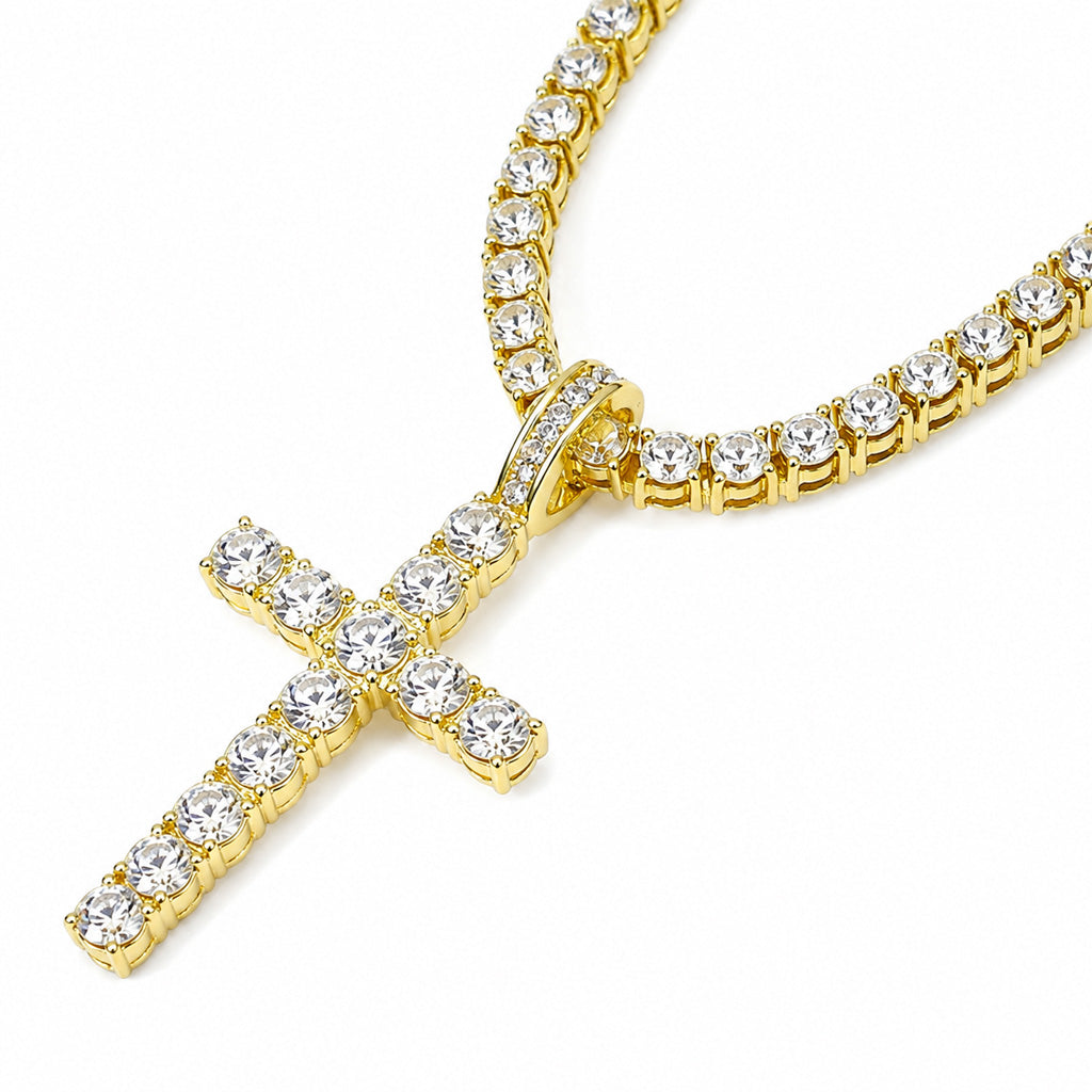 Wear Faith with Light — Rhinestone Cross Necklace