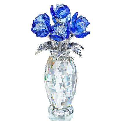 Crystal Blue Rose Statue Amen Artisan