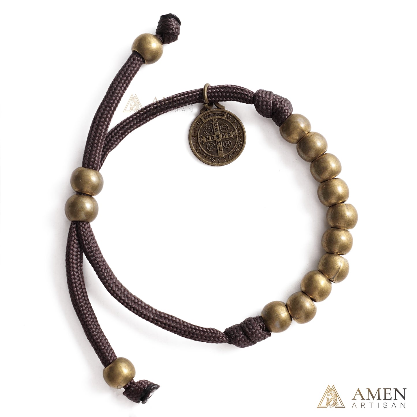 Brown Braided Prayer Bracelet with Antique Bronze Beads — Blessing