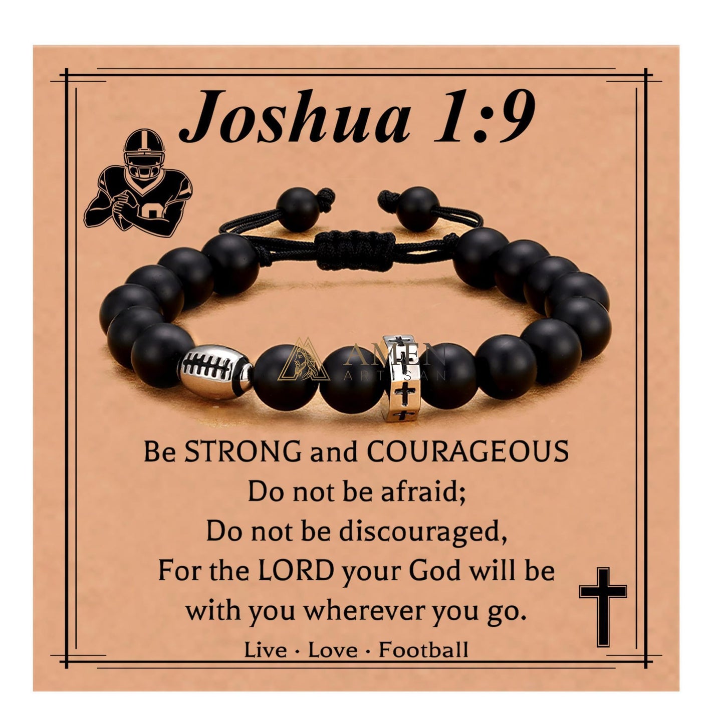 Football Cross Bracelet  Amen Artisan
