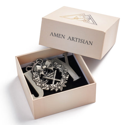 Premium Titanium Steel Nativity Ornament with Chain & Gift Box – 7 cm / 2.75"