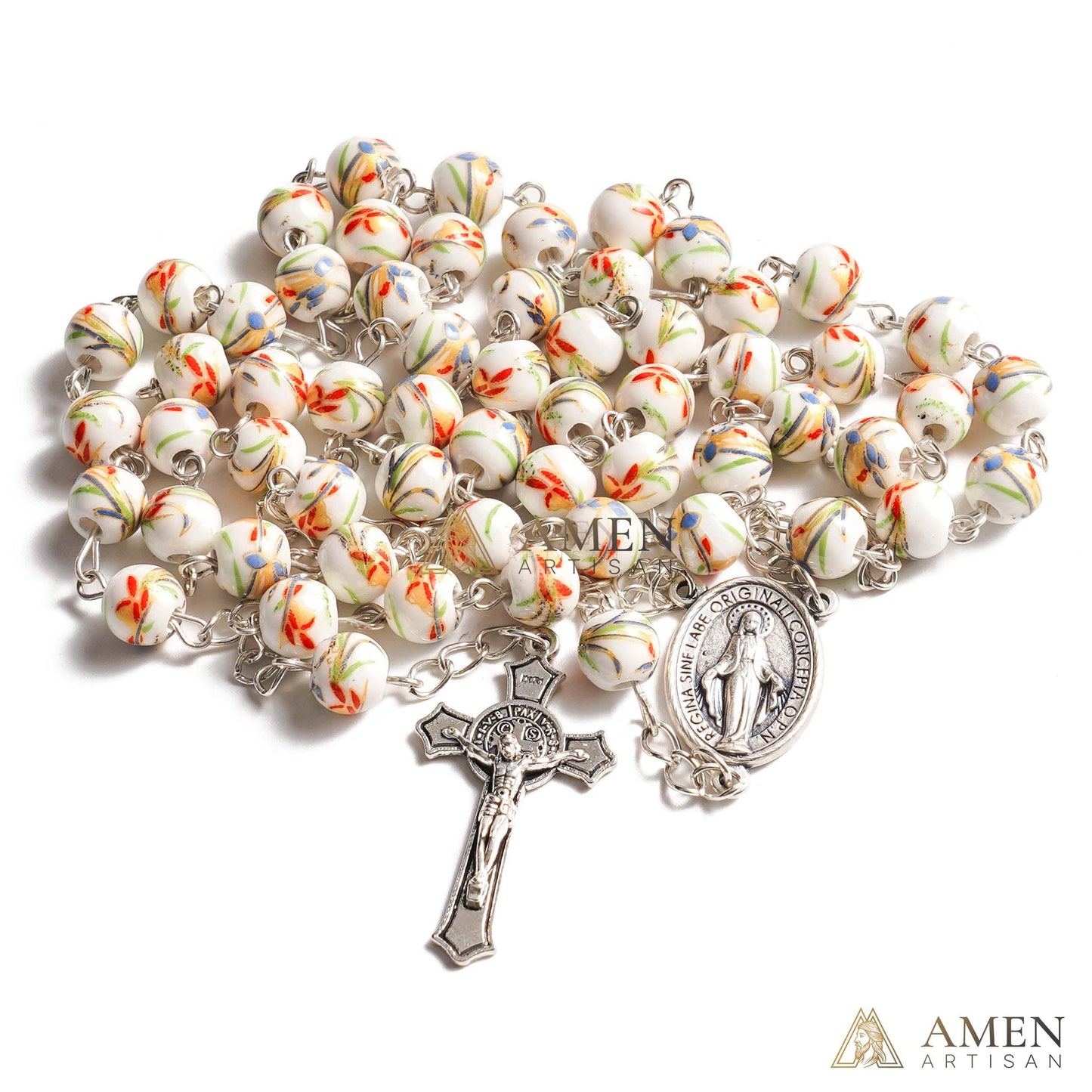 Daylily Ceramic Rosary Amen Artisan