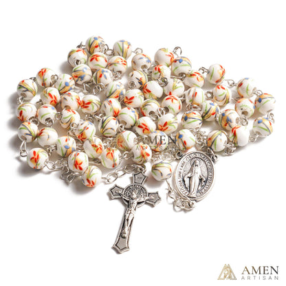 Daylily Ceramic Rosary Amen Artisan