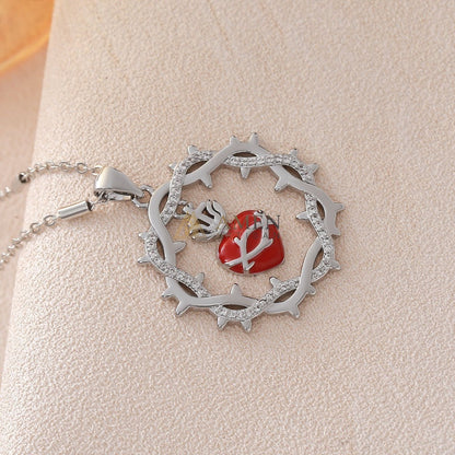 Crown of Thorns Sacred Heart Pendant Necklace Amen Artisan