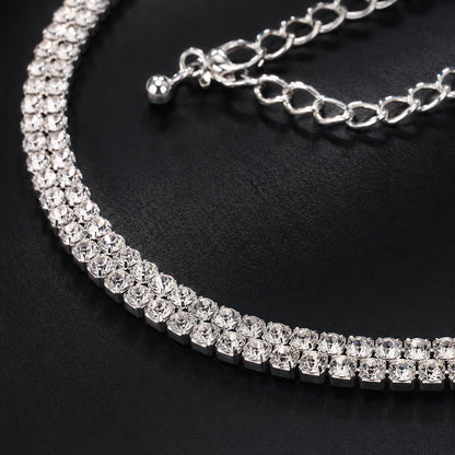 Sparkling Layered Cross Necklace with Rhinestone Details
