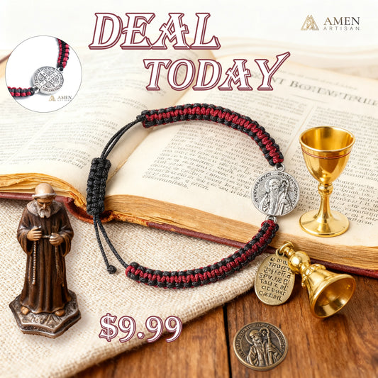 Saint Benedict Medal Braided Bracelet