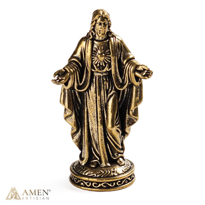 【DEAL TODAY】Handcrafted Solid Brass Guardian Angel Figurine - Protection, Peace & Blessing |  Amen Artisan