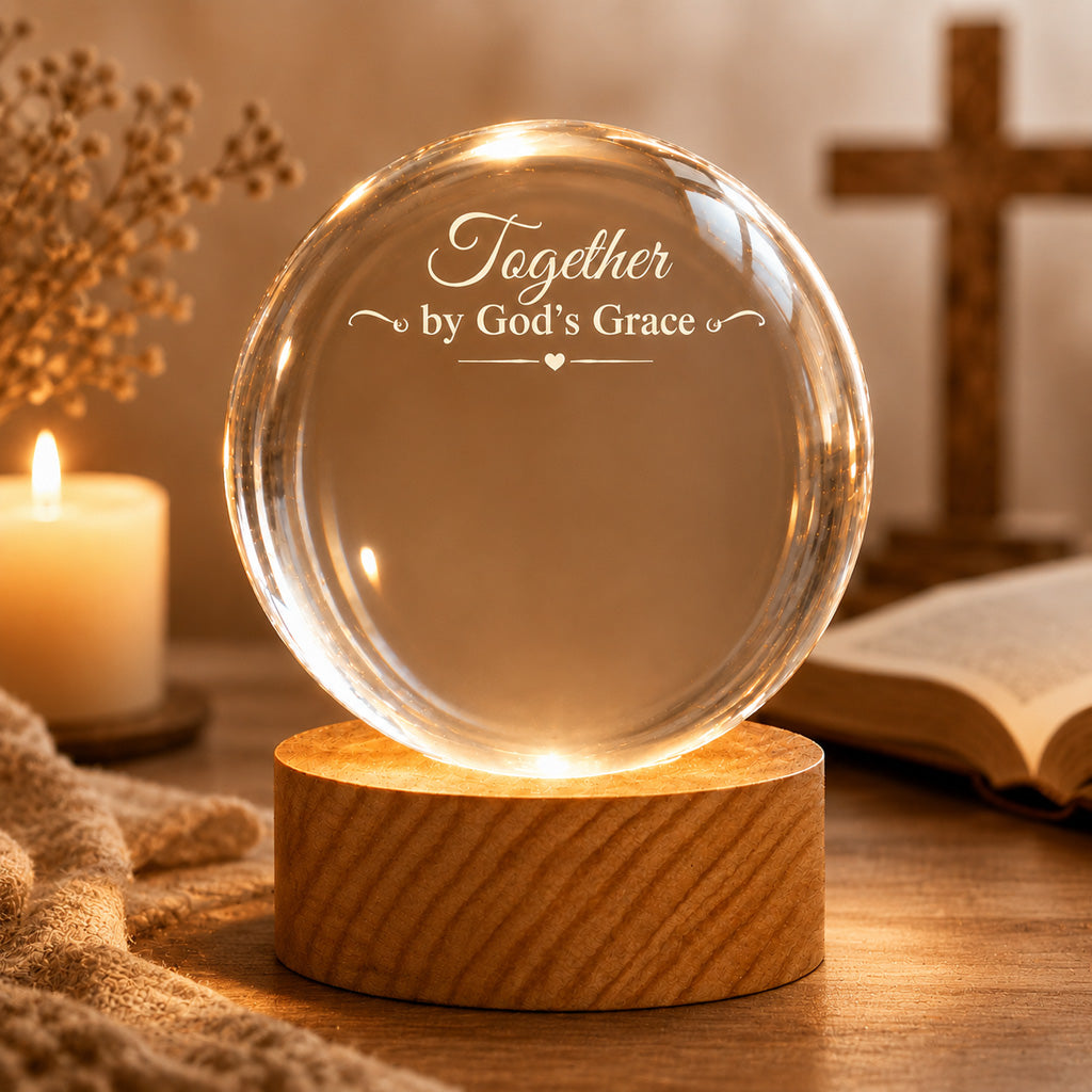 Personalized Photo Crystal Night Light with Custom Quote and Names