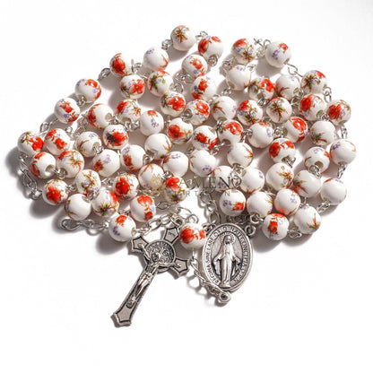 Plum Blossom Ceramic Rosary Amen Artisan