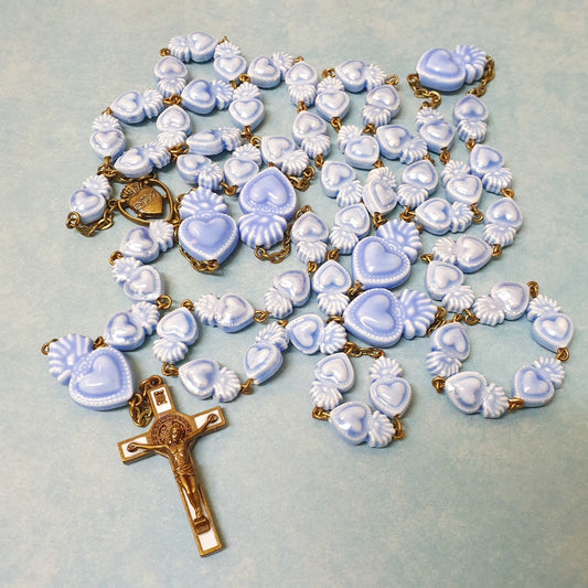 Ceramic Sacred Heart Beads Rosary - Vintage Bronze Style Rosary - Amen Artisan