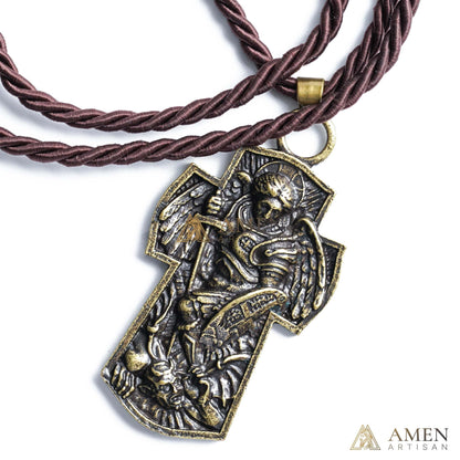 St Michael Necklace - Vintage Archangel Pendant Necklace - Amen Artisan