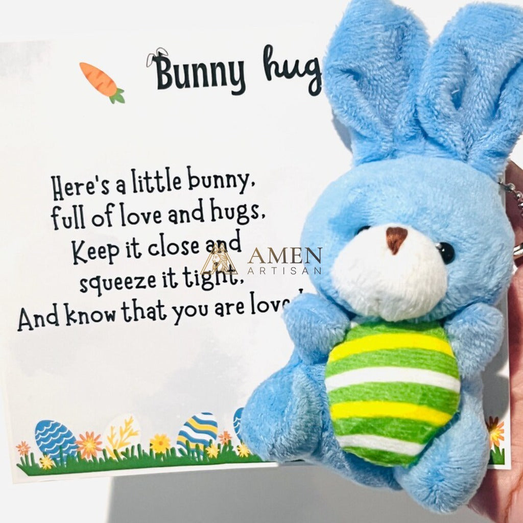 Easter Cuddly Bunny  Egg Pocket Hug Charm Amen Artisan