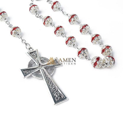 Alloy&Zirconia Bead Crucifix Rosary Amen Artisan