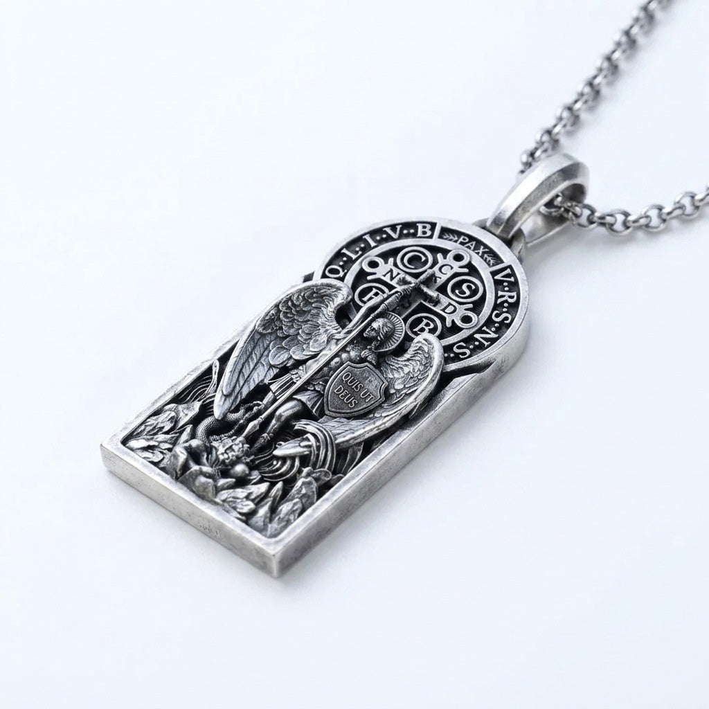 St. Michael & St. Benedict Medal Necklace