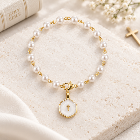 【DEAL TODAY】Pearl-Style Cross Hanging Ornament