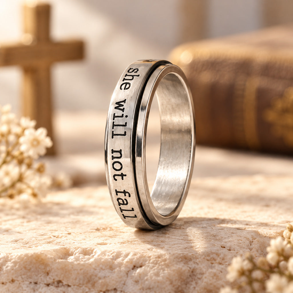 God Is Within Her – Psalm 46:5 Scripture Spinner Ring for Men & Women