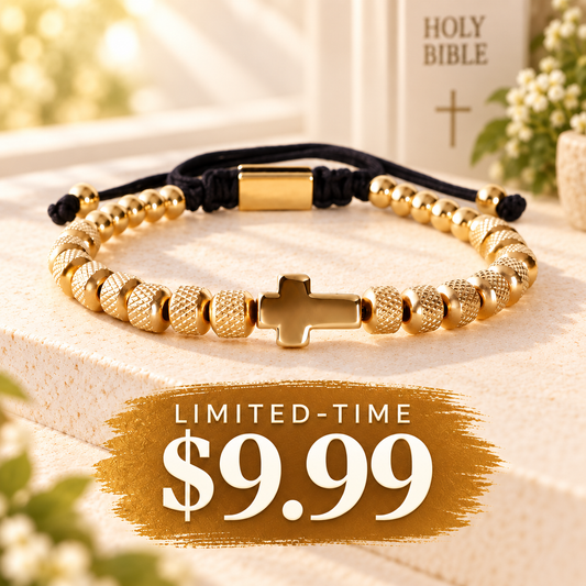 【DEAL TODAY】Adjustable Cross Bead Bracelet with Woven Cord
