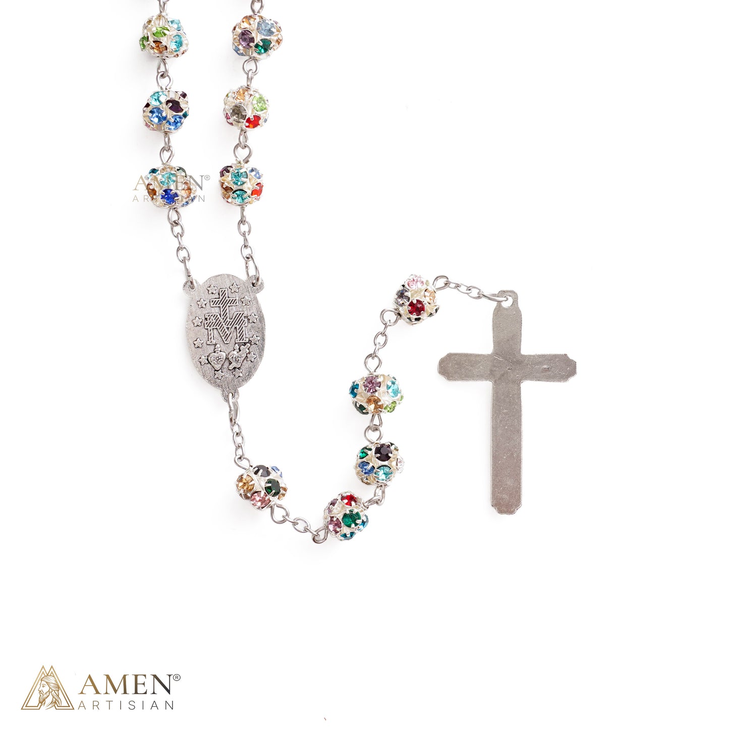 Sparkling Rhinestone Bead Rosary with Marian Medal — Devotion
