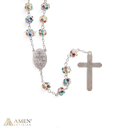 Sparkling Rhinestone Bead Rosary with Marian Medal — Devotion