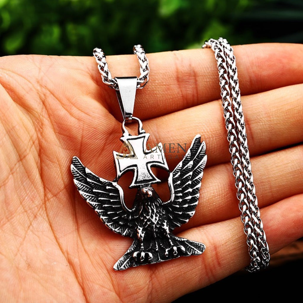 Bald Eagle Cross Pendant Necklace Amen Artisan