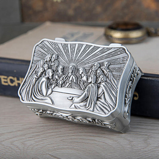 Last Supper Keepsake Box with Antique Silver-Tone Finish