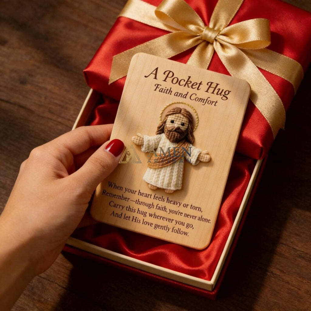 Crochet Pocket Hug Wooden Plaque Gift