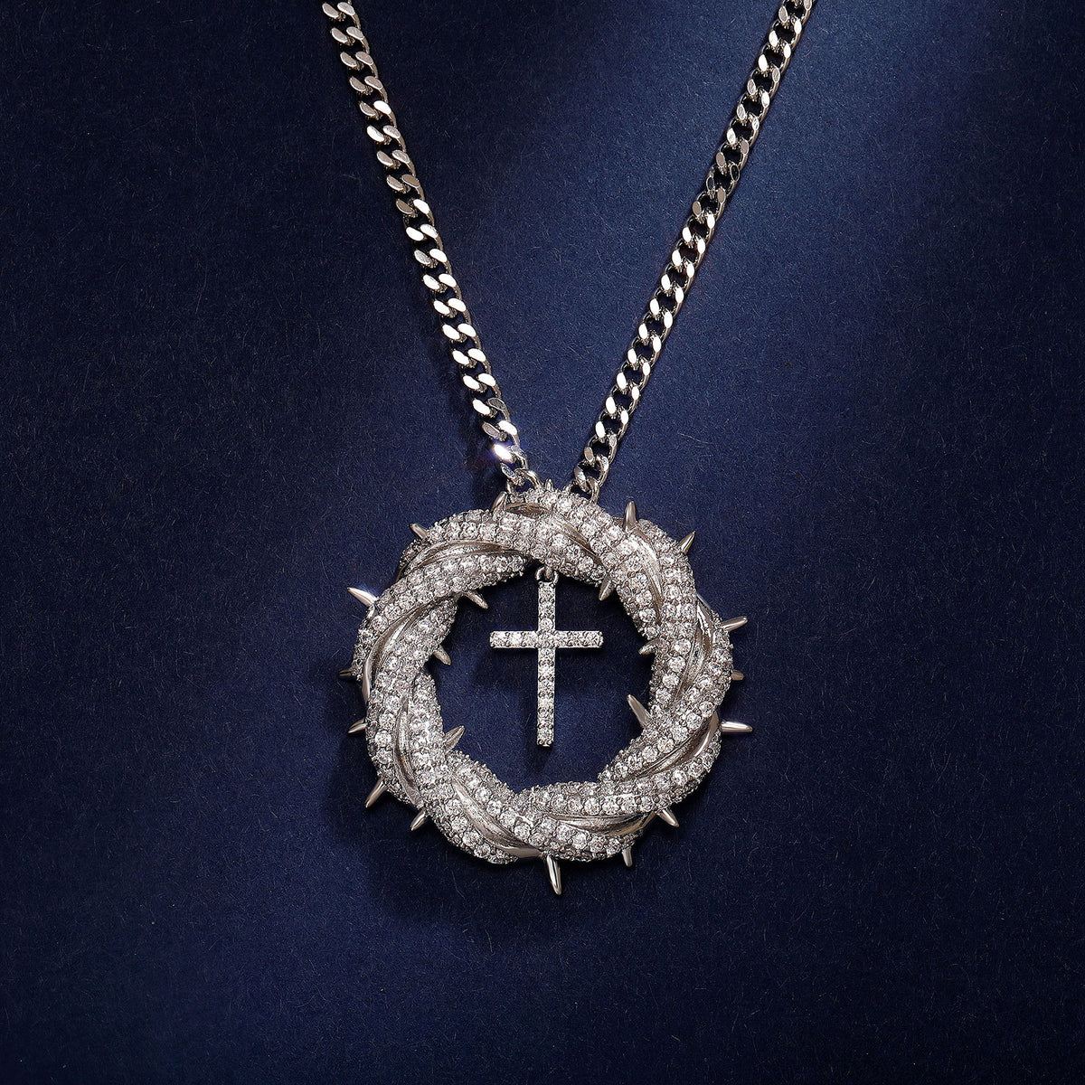 Crown of Thorns Cross Pendant Necklace