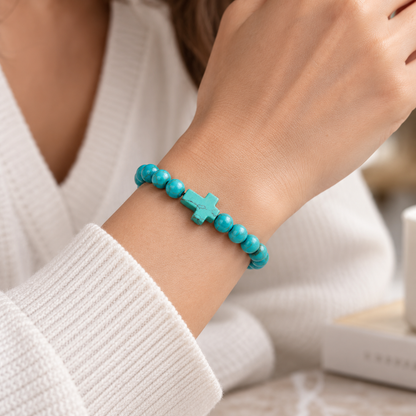Natural Stone Cross Bracelet