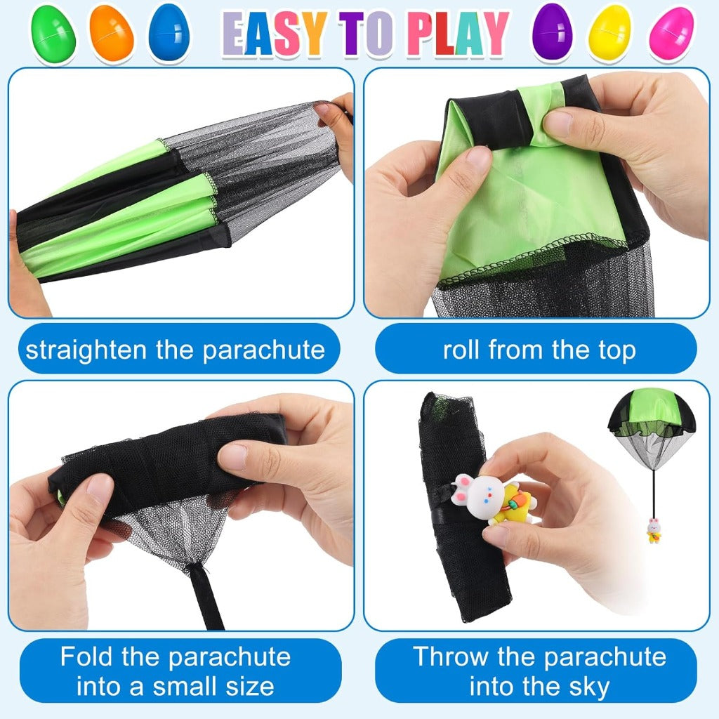 Prefilled Easter Eggs with Colorful Bunny Parachute Easter Egg Gift Set Amen Artisan