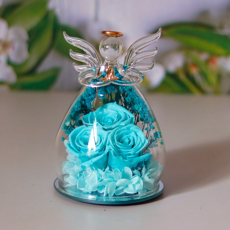 Little Angel Glass Dome with Preserved Rose Amen Artisan