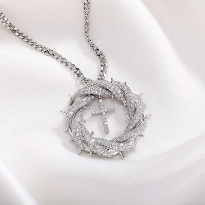 Crown of Thorns Cross Pendant Necklace