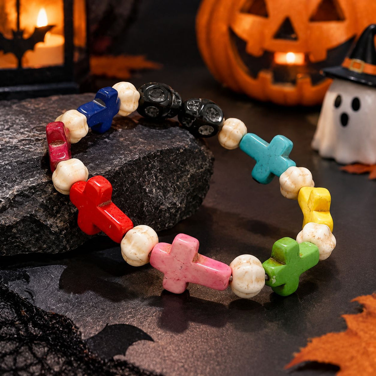 Colorful Cross Rosary Bracelet – Multicolor Faith Beads | Amen Artisan